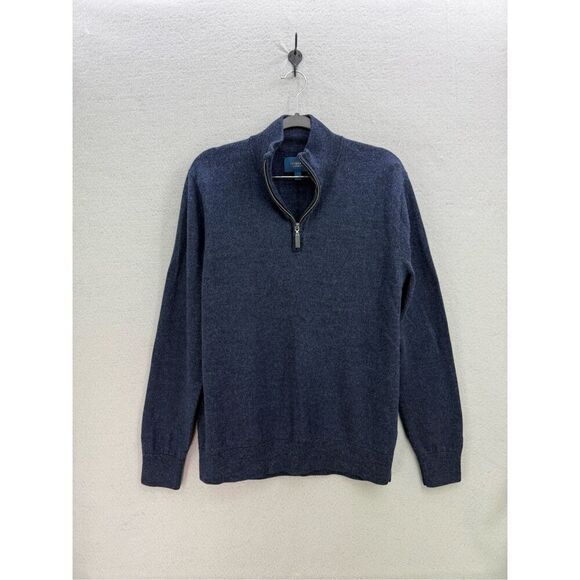 Fairlane Mens Blue Long Sleeve 1/4 Zip Merino Wool Pullover Sweater Size Large - Picture 8 of 8